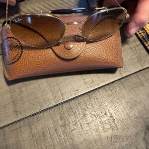 Ray-Ban Gold Frame Sunglasses with Brown Lenses